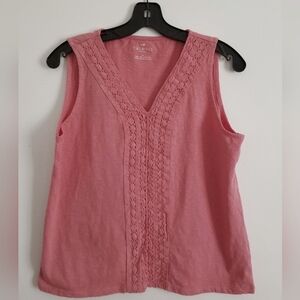 Talbots Coral Lace Trim Tank Top Sz LP